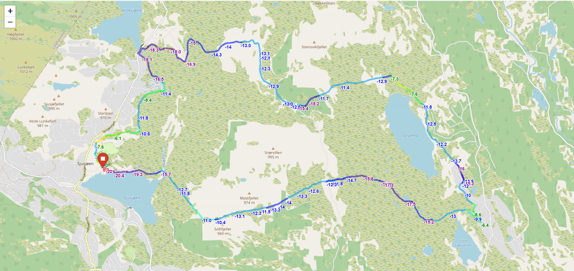 Mapa Temp Garmin Noruega 10 01 2026